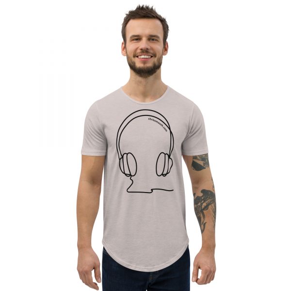 Headphones Men's Curved Hem T-Shirt - Image 3