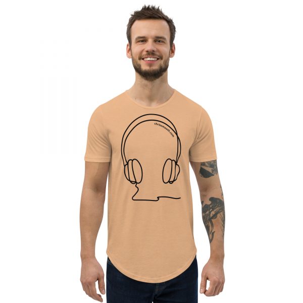 Headphones Men's Curved Hem T-Shirt - Image 5