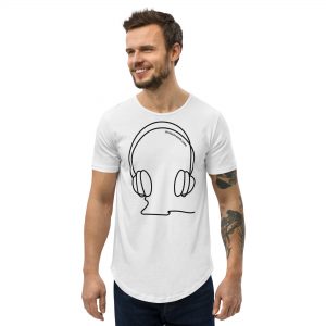 Headphones Men's Curved Hem T-Shirt