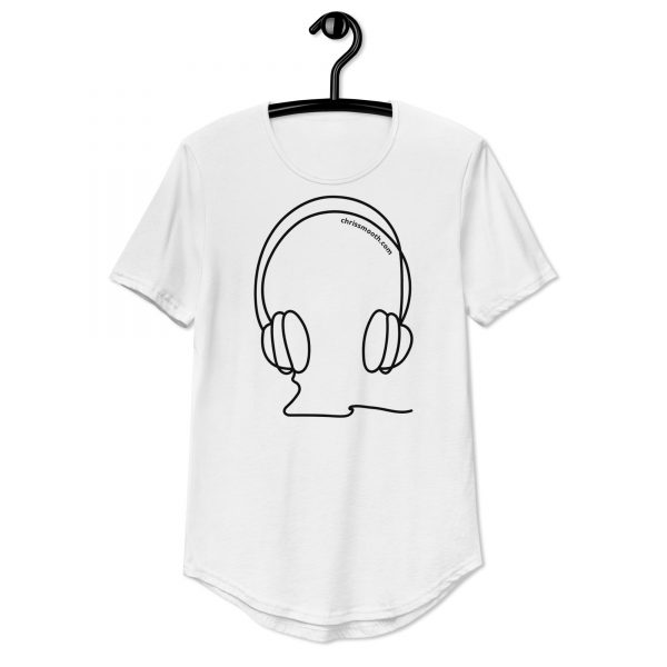 Headphones Men's Curved Hem T-Shirt - Image 2